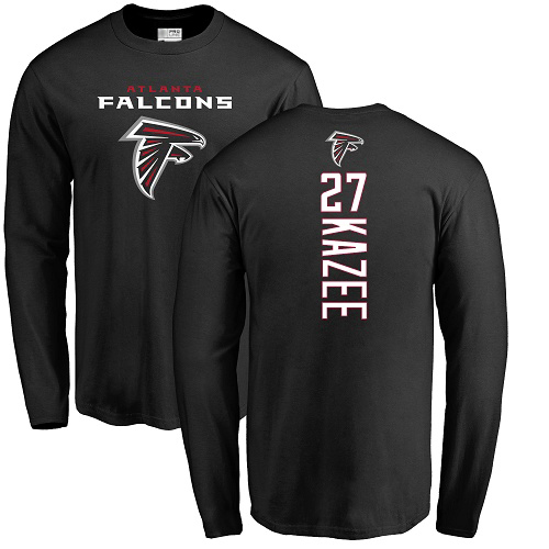 Atlanta Falcons Men Black Damontae Kazee Backer NFL Football #27 Long Sleeve T Shirt